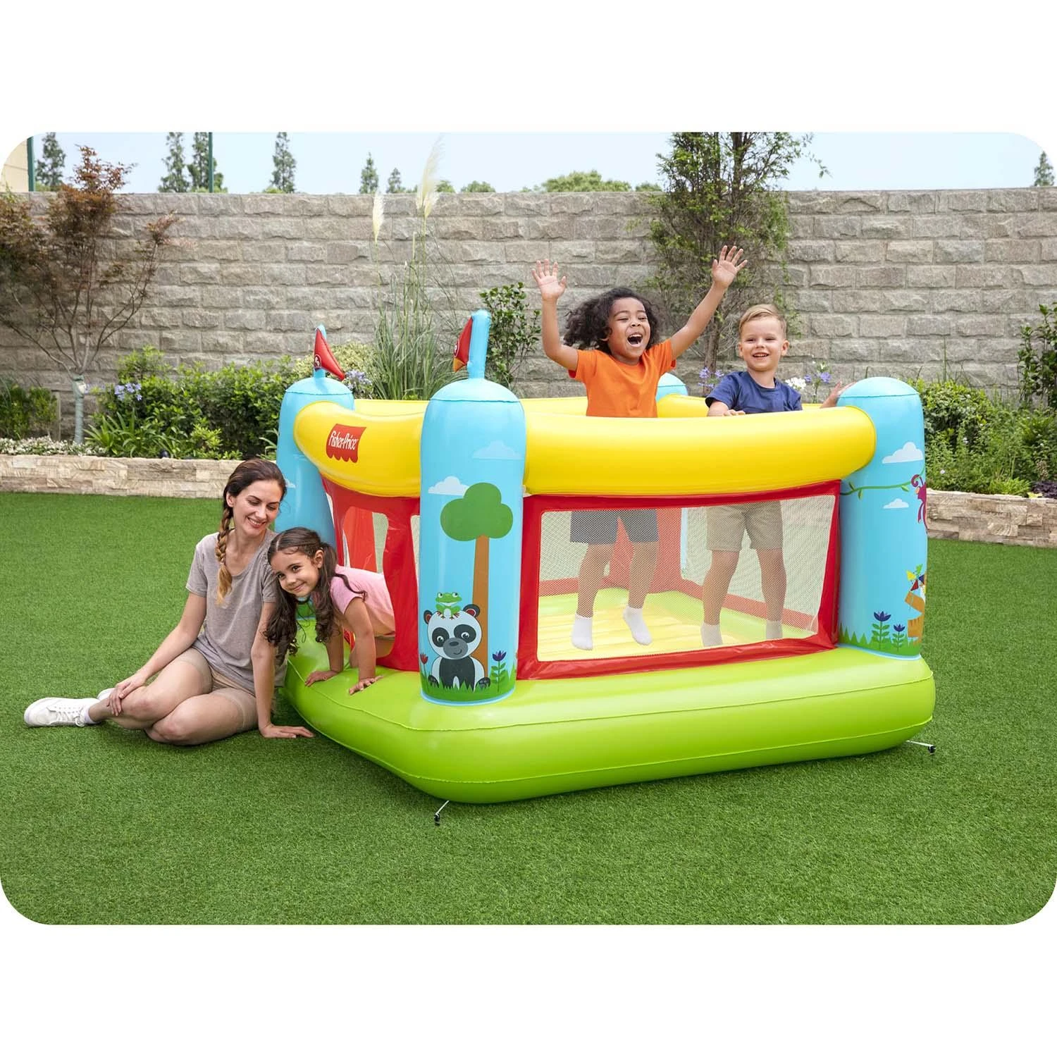 BESTWAY Fisher-Price pripučiamas batutas, 1.75m x 1.73m x 1.35m, 93553