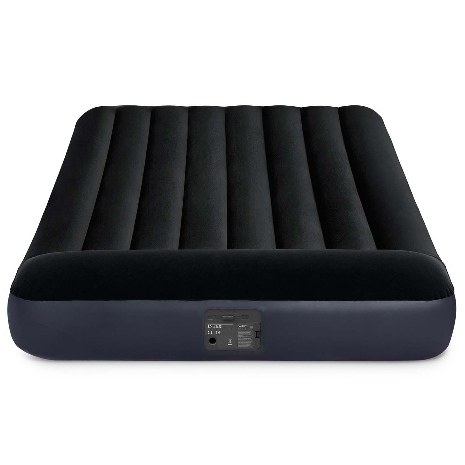 Intex Full Pillow Rest Classic Airbed su Fibre-Tech įmontuotu siurbliu, Juodas, 191x137x25cm