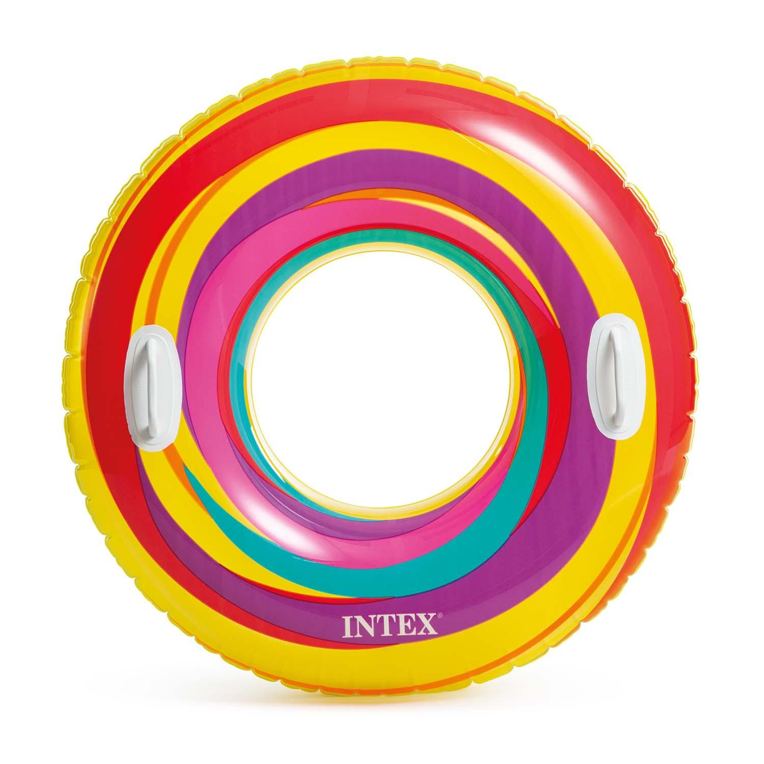 Intex geltonai dryžuotas plaukimo ratas, 91 cm