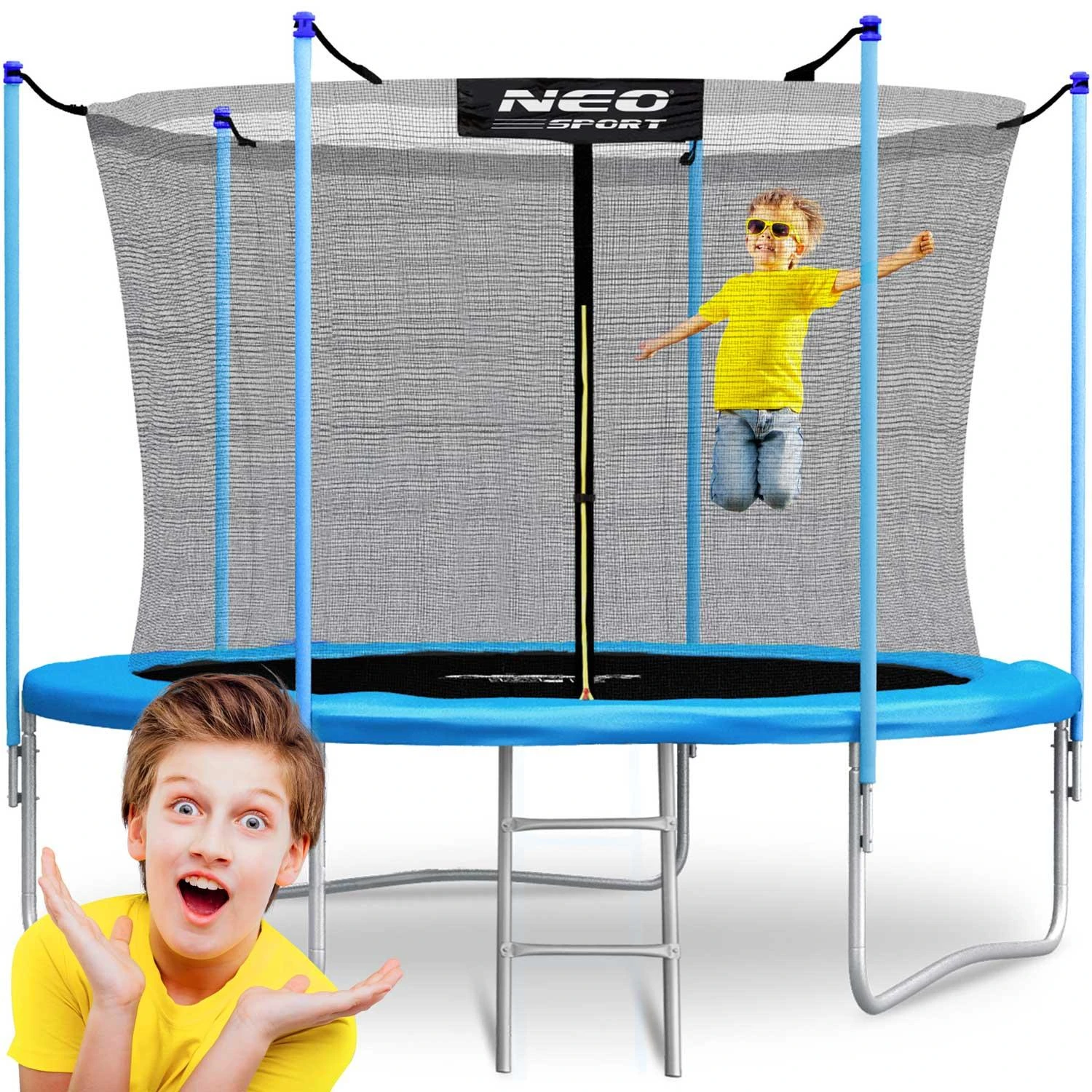 10 pėdų / 312 cm sodo batutas su vidiniu tinklu ir kopėčiomis „Neo-Sport“