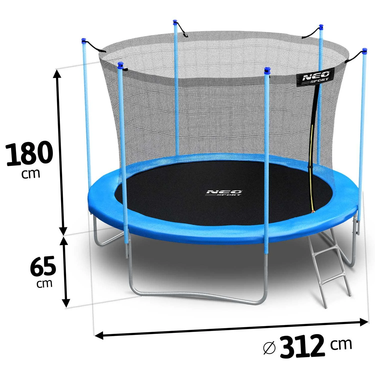 10 pėdų / 312 cm sodo batutas su vidiniu tinklu ir kopėčiomis „Neo-Sport“