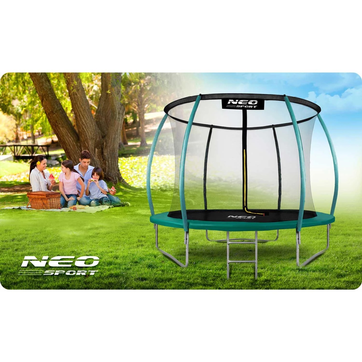 10 pėdų / 312 cm profiliuotas sodo batutas su Neo-Sport vidiniu tinkleliu