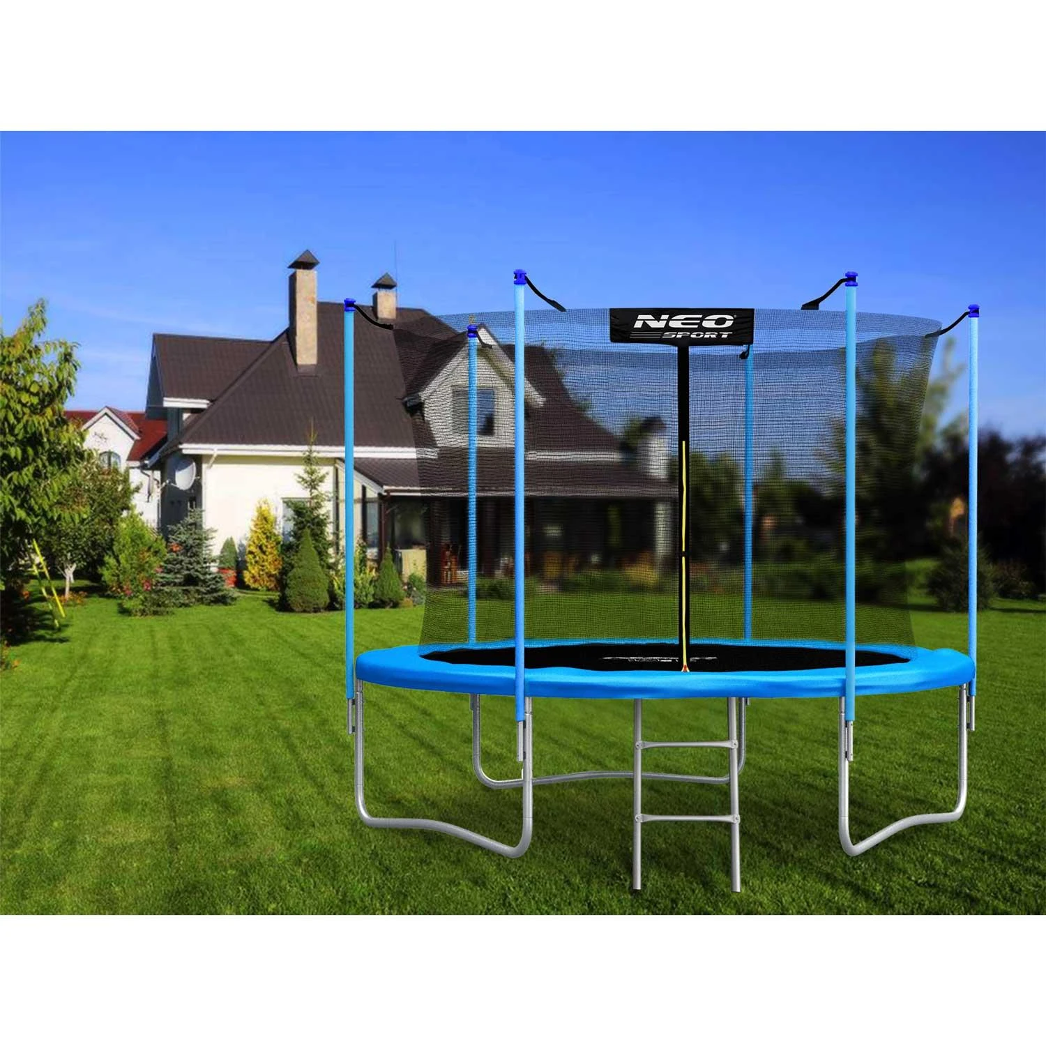 10 pėdų / 312 cm sodo batutas su vidiniu tinklu ir kopėčiomis „Neo-Sport“