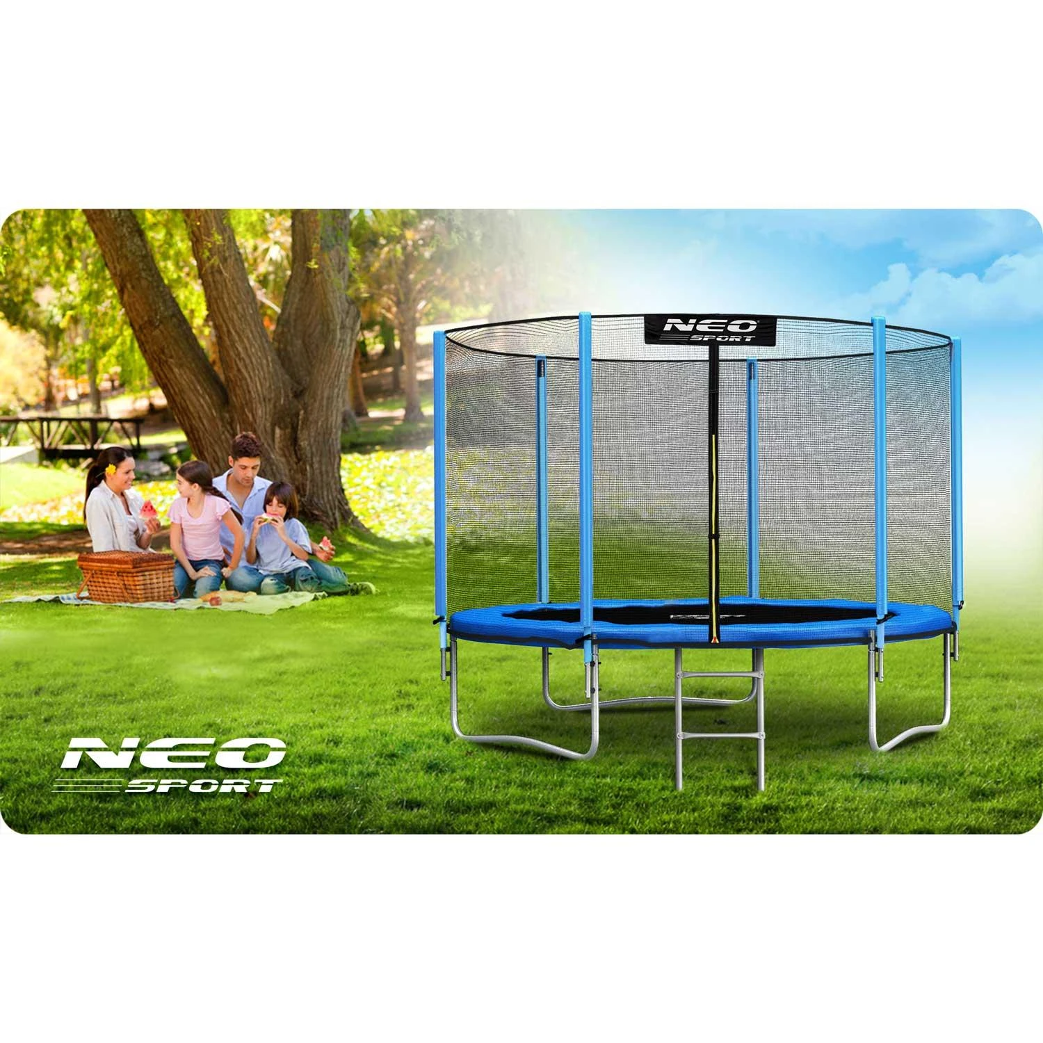 10 pėdų / 312 cm sodo batutas su lauko tinkleliu ir Neo-Sport kopėčiomis