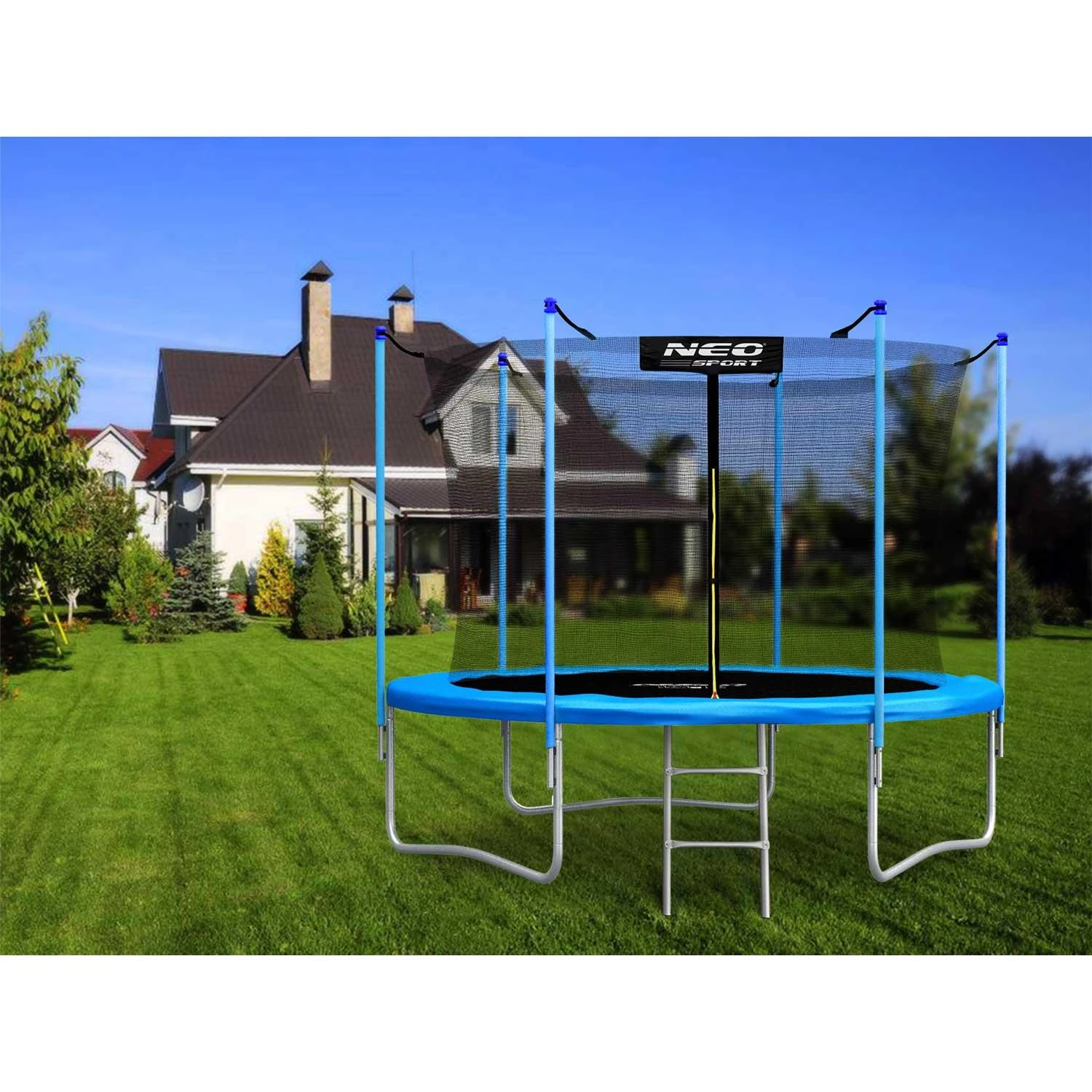 8 pėdų / 252 cm sodo batutas su vidiniu tinklu ir Neo-Sport kopėčiomis
