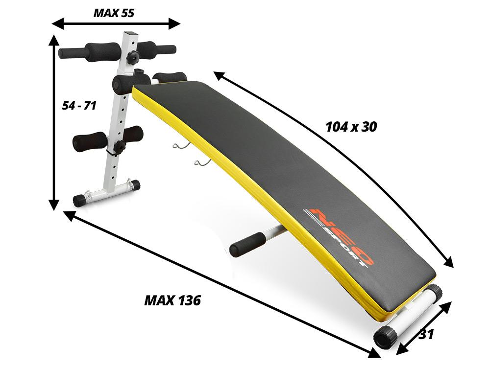 Nuožulnus suoliukas pratimams su espanderiais ir hanteliais Neo-Sport NS-07