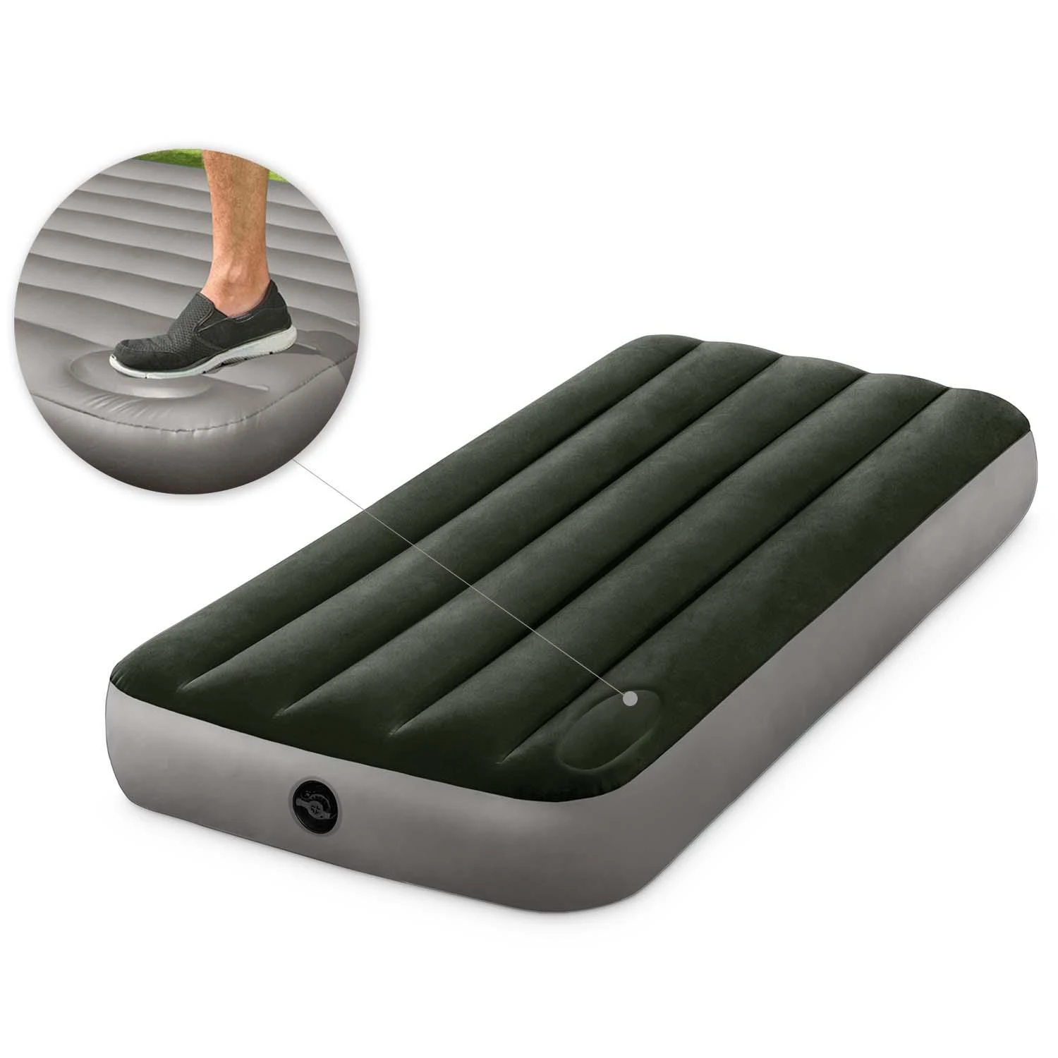 INTEX Pripučiamas čiužinys su integruota pompa 191x76x25, žalias 64760