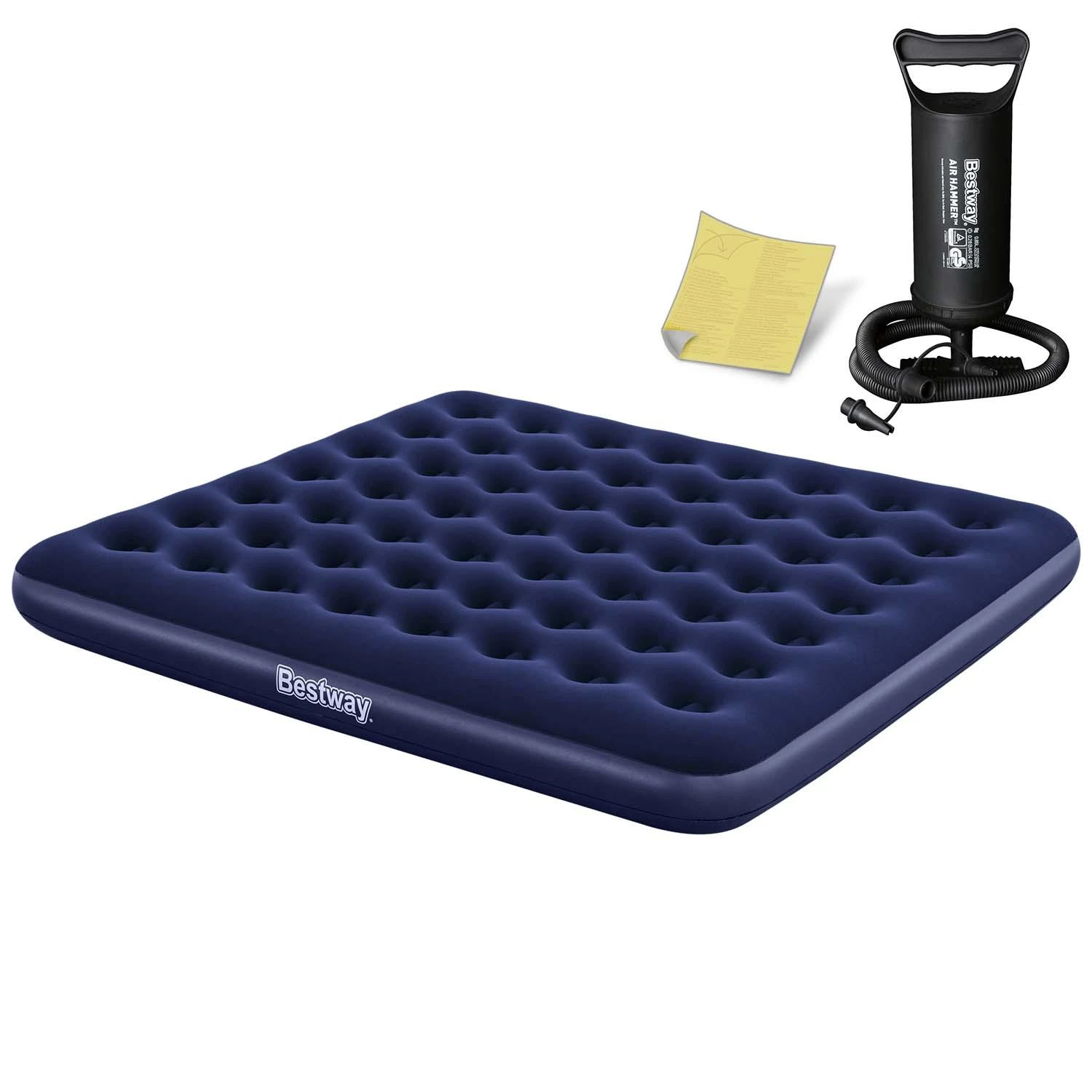 Pripučiamas čiužinys 203x183x22 cm su stūmokliniu pompa Bestway 67004