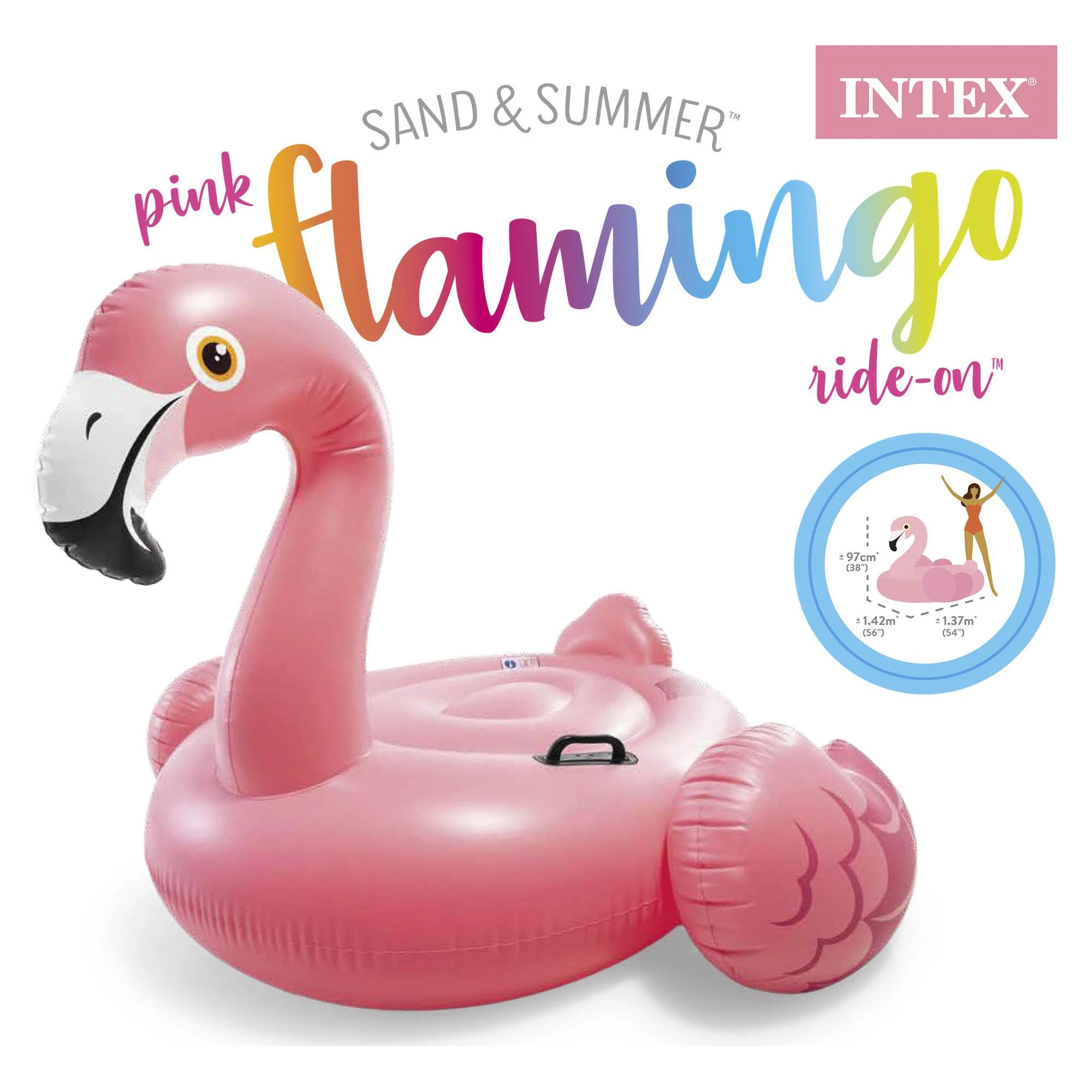 Pripučiamas žaislas INTEX Mega Flamingas Island 142x137x97cm rožinis 57558NP