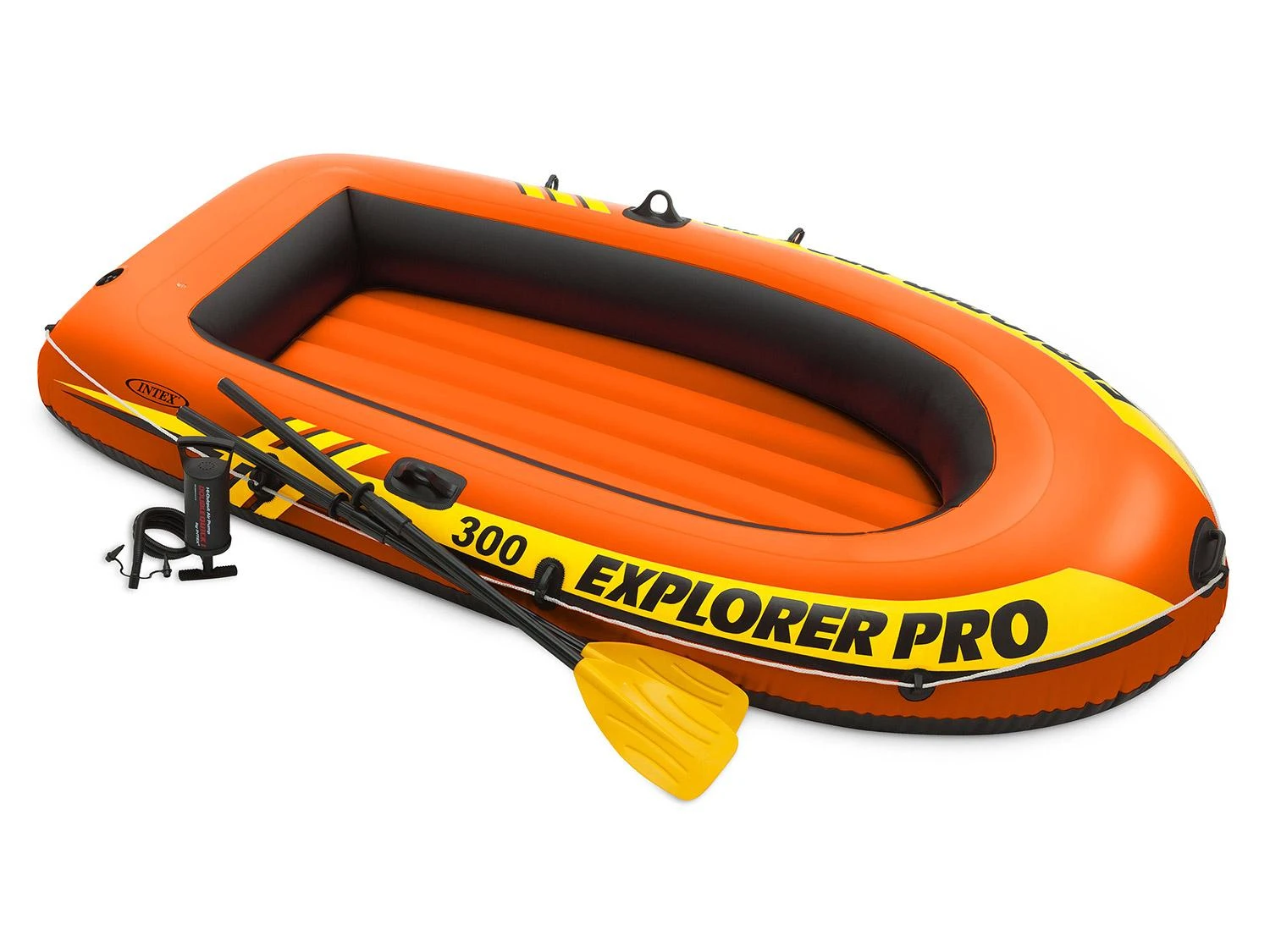 Oars Intex Explorer Pro 300 komplektas pripučiama valtis su irklais ir siurbliu Raudona/Geltona