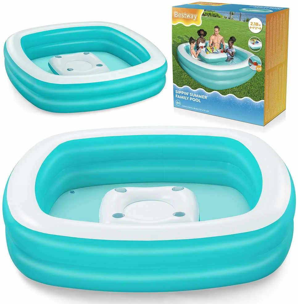 Baseinas 218x218x48cm + BESTWAY plaukiojantis stalas