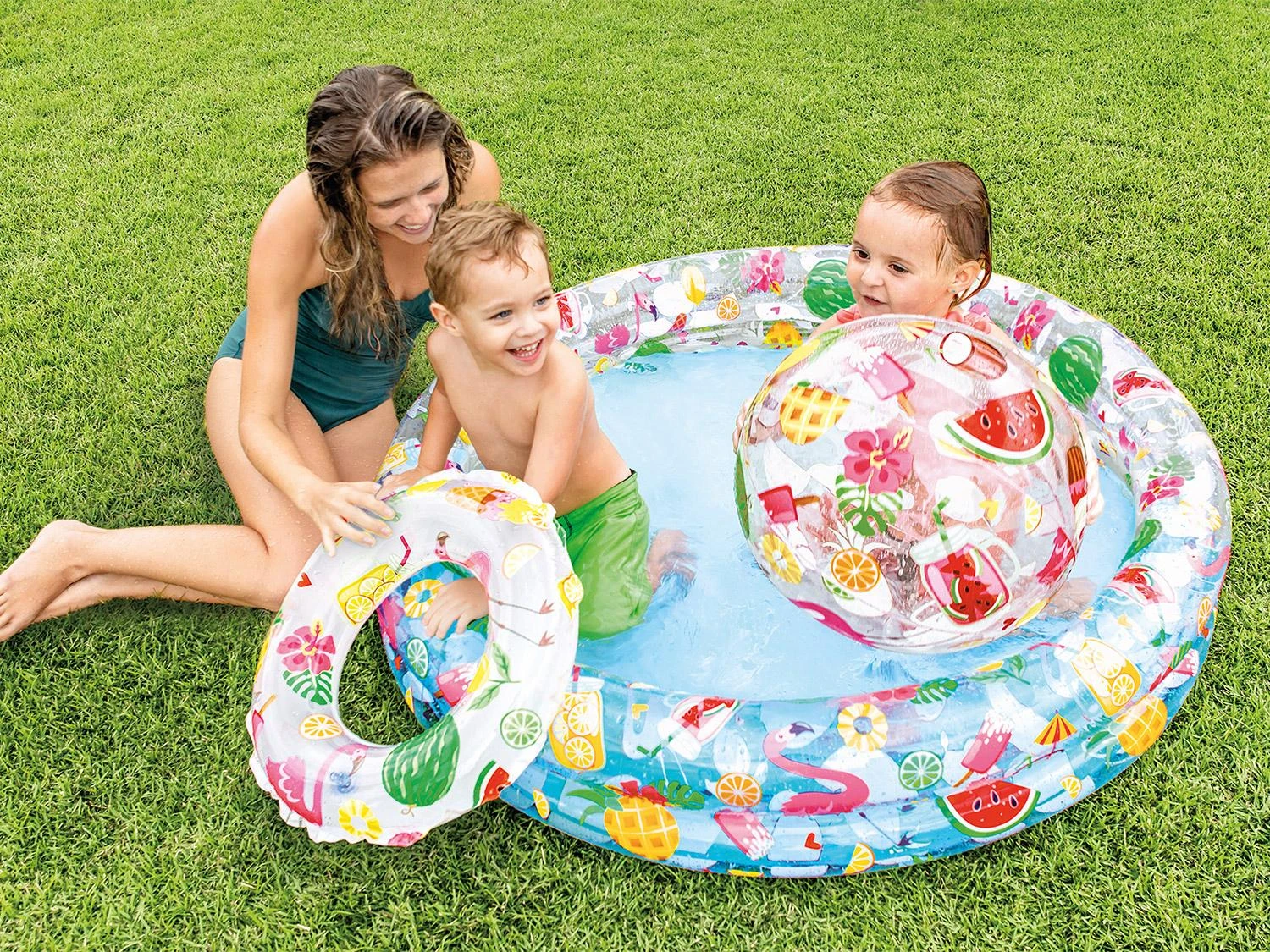 INTEX pripučiamas baseinas su ratuku ir kamuoliuku 122 x 25 cm, modelis 59460
