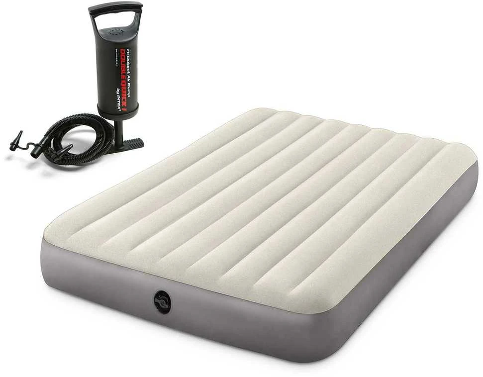 Pripučiamas čiužinys 203x152x25 cm su stūmokliniu pompa INTEX 64103