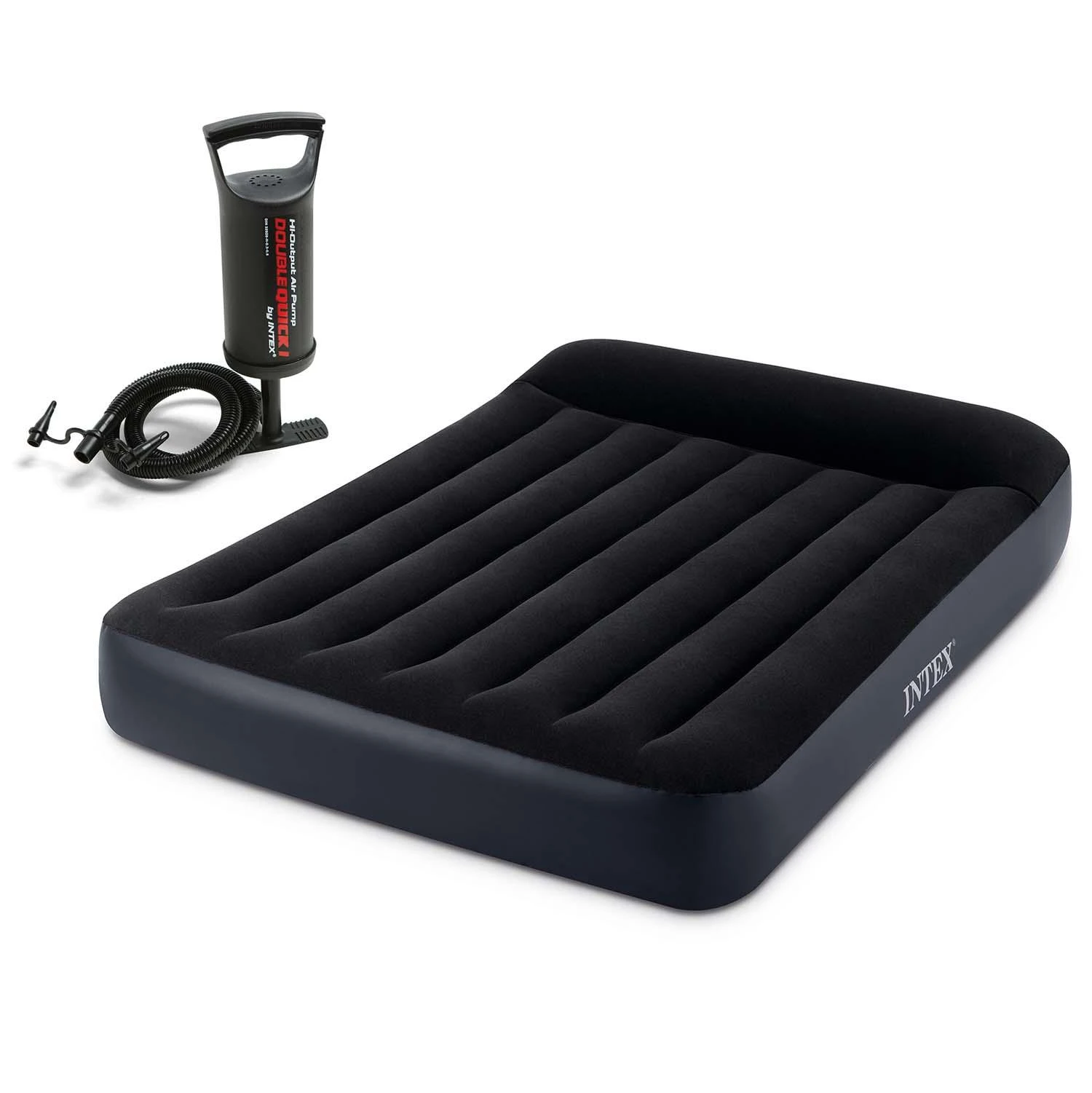 Pripučiamas čiužinys 191x137x25 cm su stūmokliniu pompa INTEX 64142