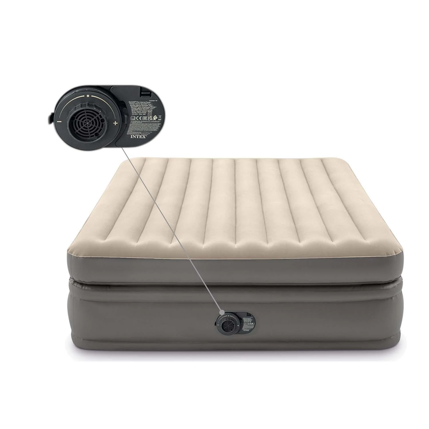 Pripučiamas čiužinys-lova INTEX Queen Comfort Elevated , Airbed W/Fiber-Tech RP su pompa,152x203x51cm
