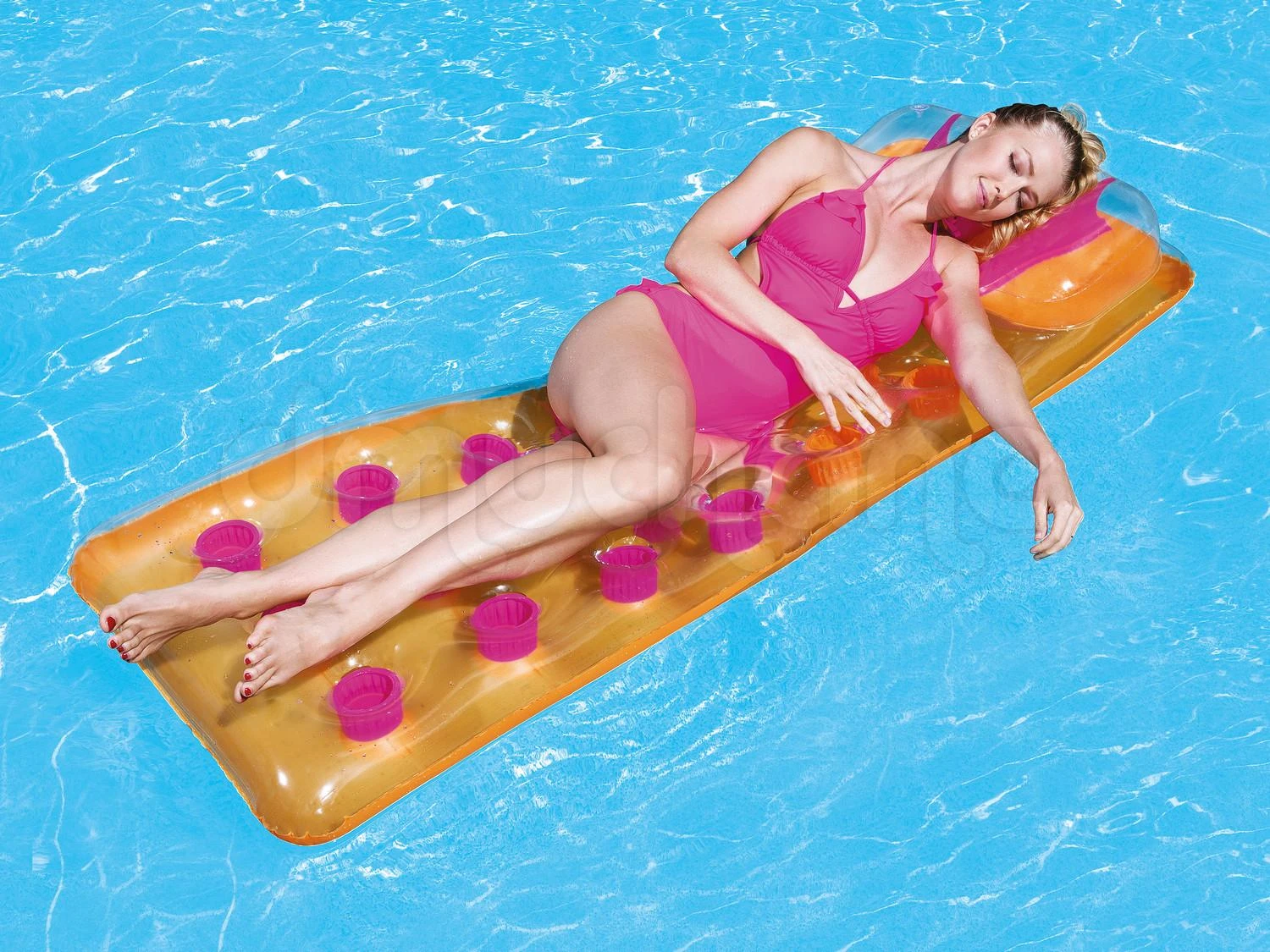 Bestway pripučiamas trijų spalvų plaukimo čiužinys 188 x 71 cm oranžinis 43015