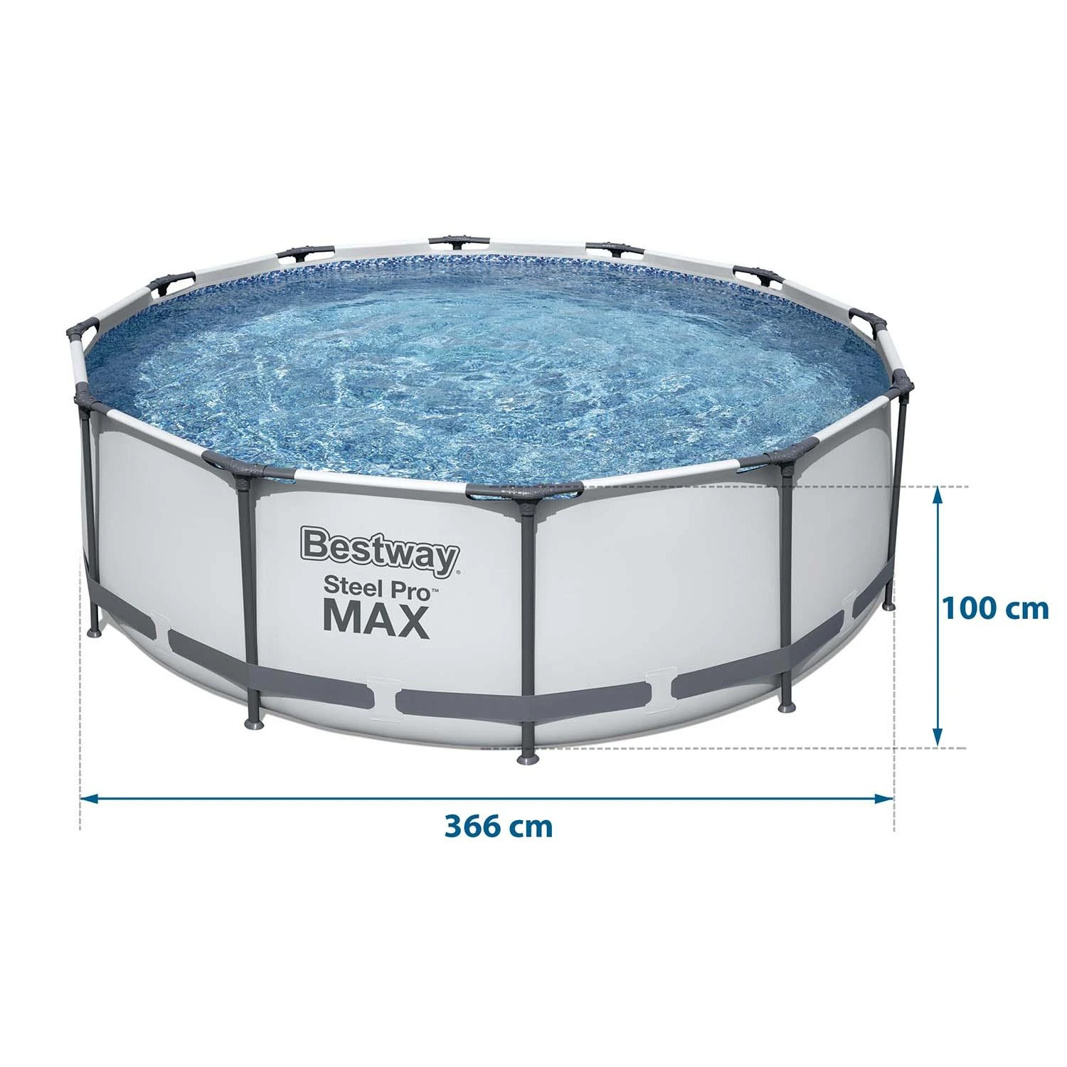 „BestWay Pool Steel Pro MAX“ baseino komplektas, apvalus, 366 x 100 cm
