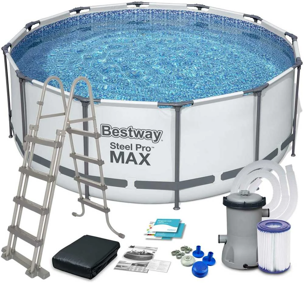 Rėminis baseinas 13 FT 396 x 122 cm plieno Pro Max BESTWAY