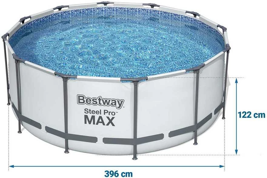 Rėminis baseinas 13 FT 396 x 122 cm plieno Pro Max BESTWAY