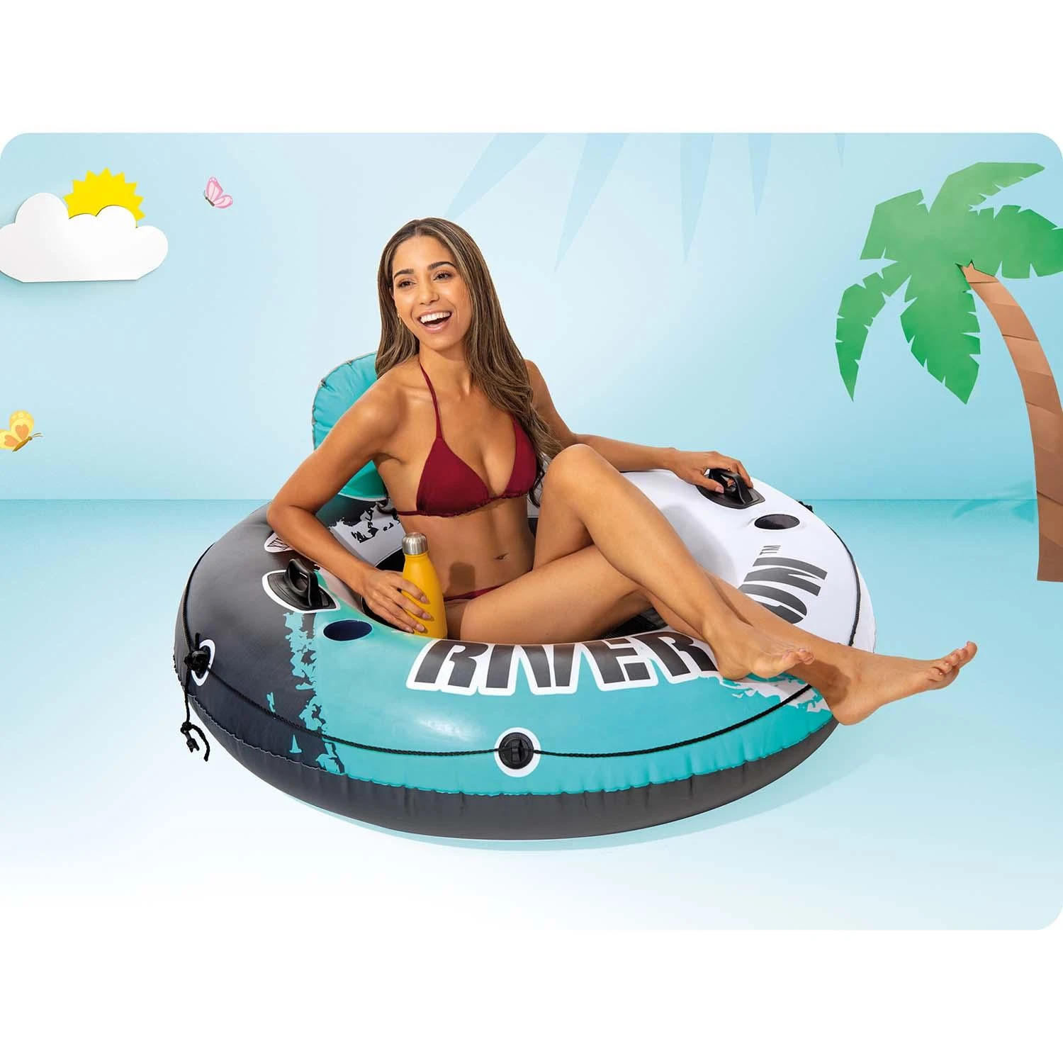 Intex River Run plaukimo ratas 135 cm su 2 rankenomis