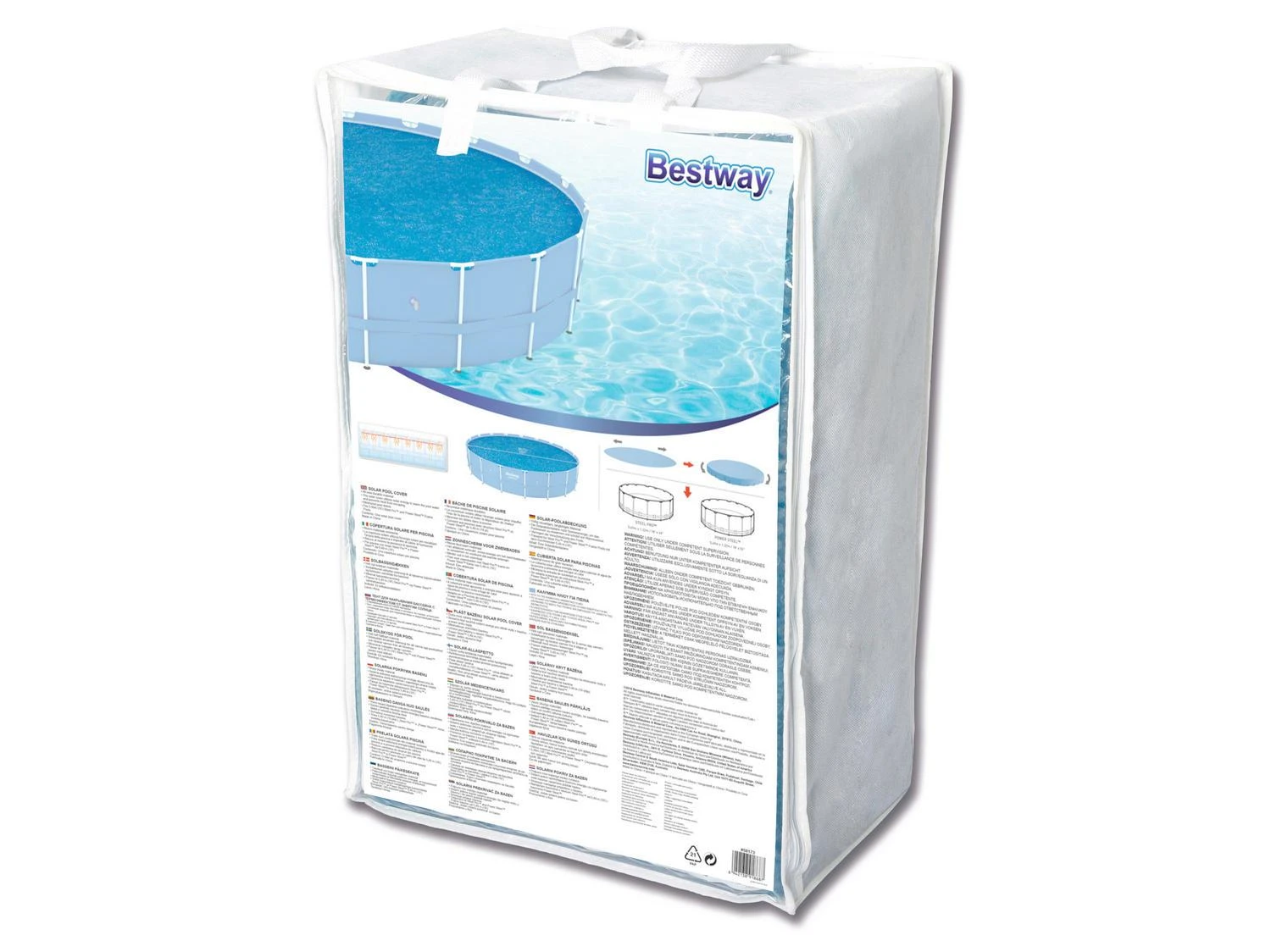 Bestway baseino uždangalas supakuotas su instrukcija