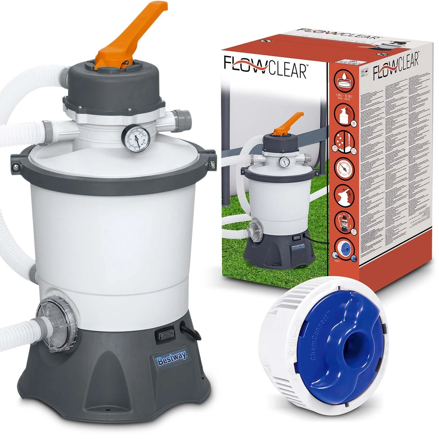 „Bestway“ smėlio baseino siurblys 3596 l/h, skirtas filtravimo rutuliams 58515