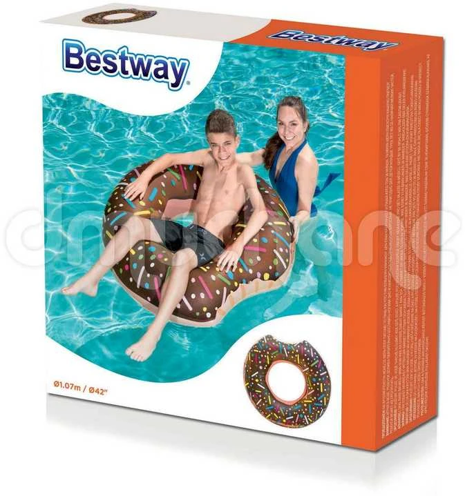 Pripučiamas paplūdimio ratas maudynėms rudas „Donut“ 107 cm „BESTWAY“