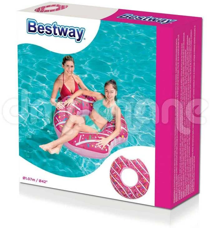 Pripučiamas paplūdimio ratas maudynėms rudas „Donut“ 107 cm „BESTWAY“