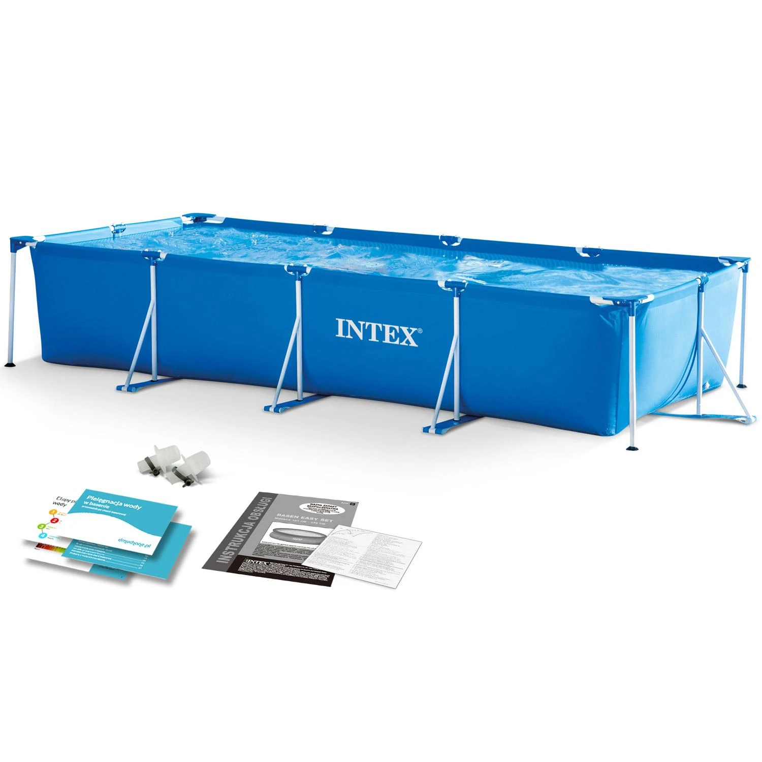 Intex Stačiakampis karkasinis baseinas, lengvai pastatomas sodo baseinas, šeimos lauko baseinas, 2282 litrų talpa, 260 x 160 x 65 cm