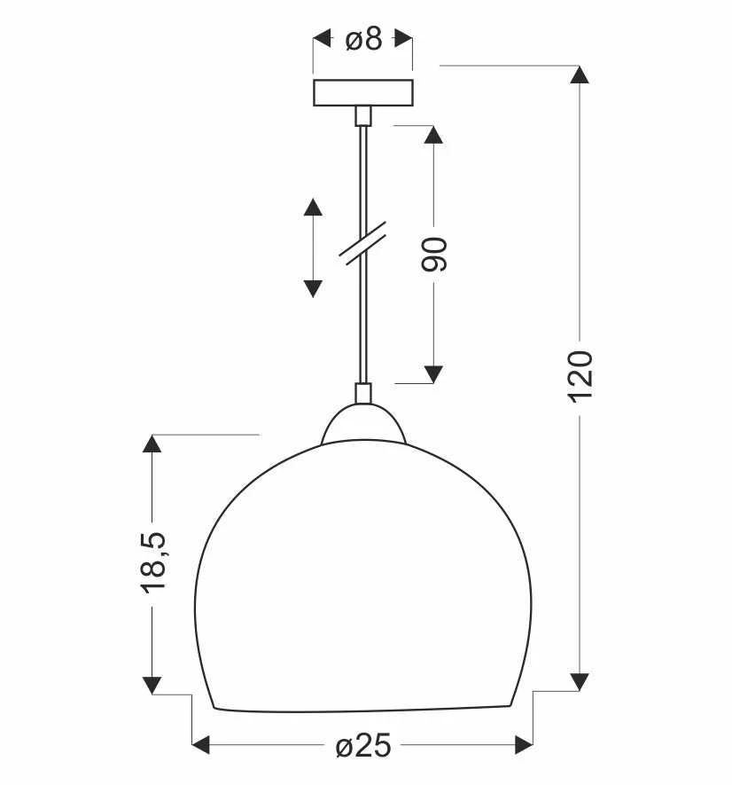Pakabinamas šviestuvas Candellux 5531-78360, 1X60W E27, Pilkas