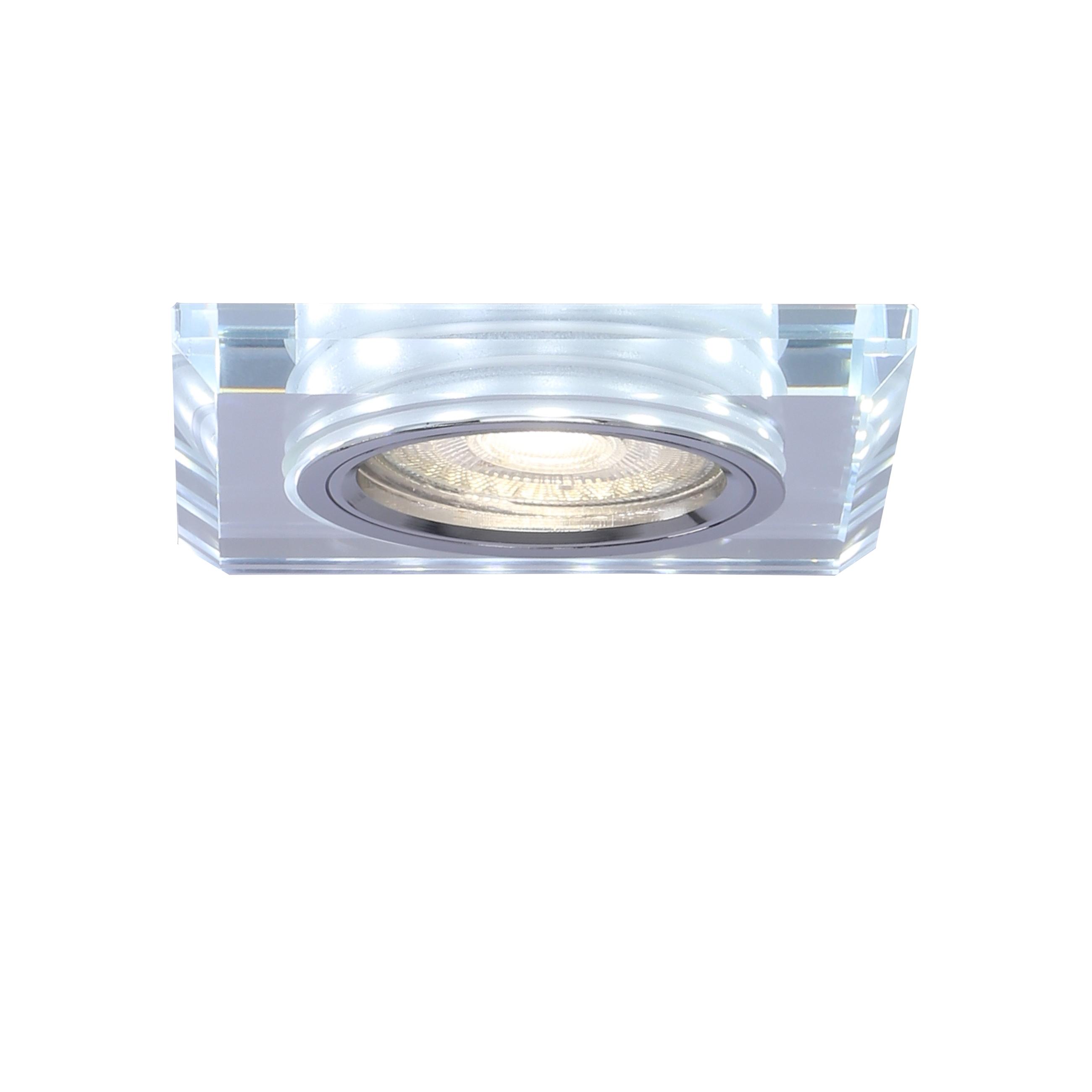 Pakabinamas šviestuvas Candellux SS-22 CH/TR+WH GU10 50W+LED SMD 2 1W Baltas 230V Chromuotas ŠVIESUS PAKABALIS. Kvadratas STIKLAS SKAIDRUMAS
