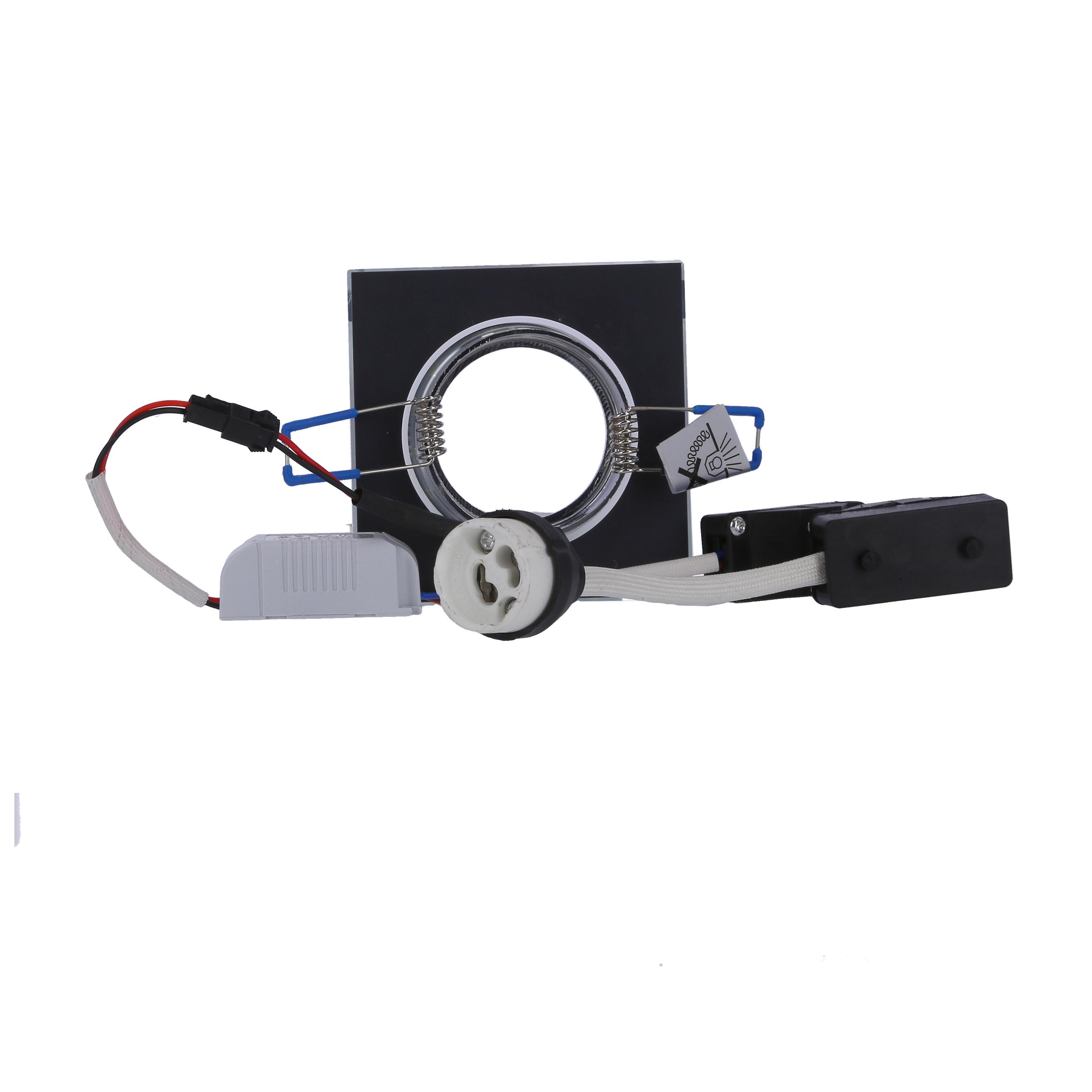 Pakabinamas šviestuvas Candellux SS-22 CH/TR+WH GU10 50W+LED SMD 2 1W Baltas 230V Chromuotas ŠVIESUS PAKABALIS. Kvadratas STIKLAS SKAIDRUMAS