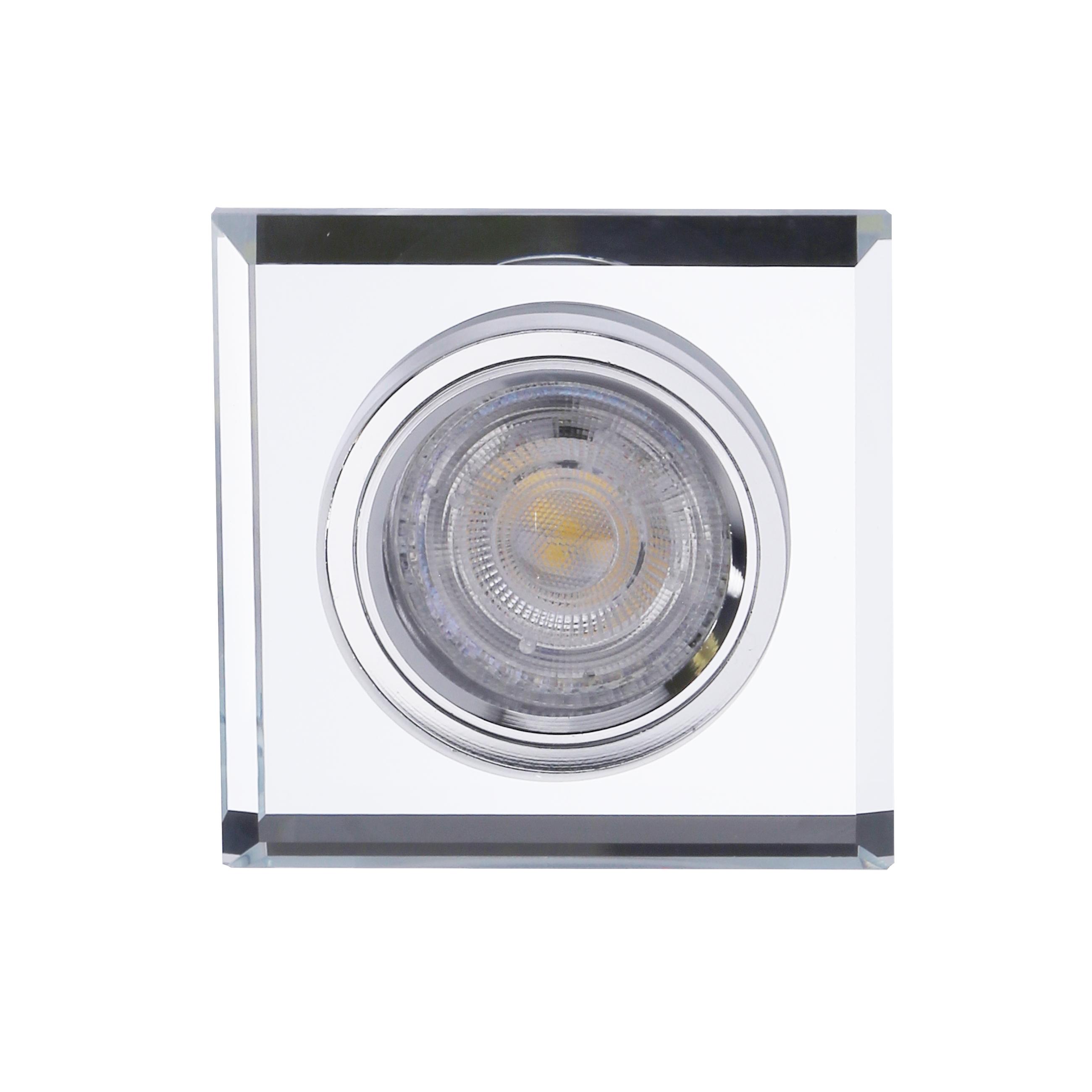 Pakabinamas šviestuvas Candellux SS-22 CH/TR+WH GU10 50W+LED SMD 2 1W Baltas 230V Chromuotas ŠVIESUS PAKABALIS. Kvadratas STIKLAS SKAIDRUMAS