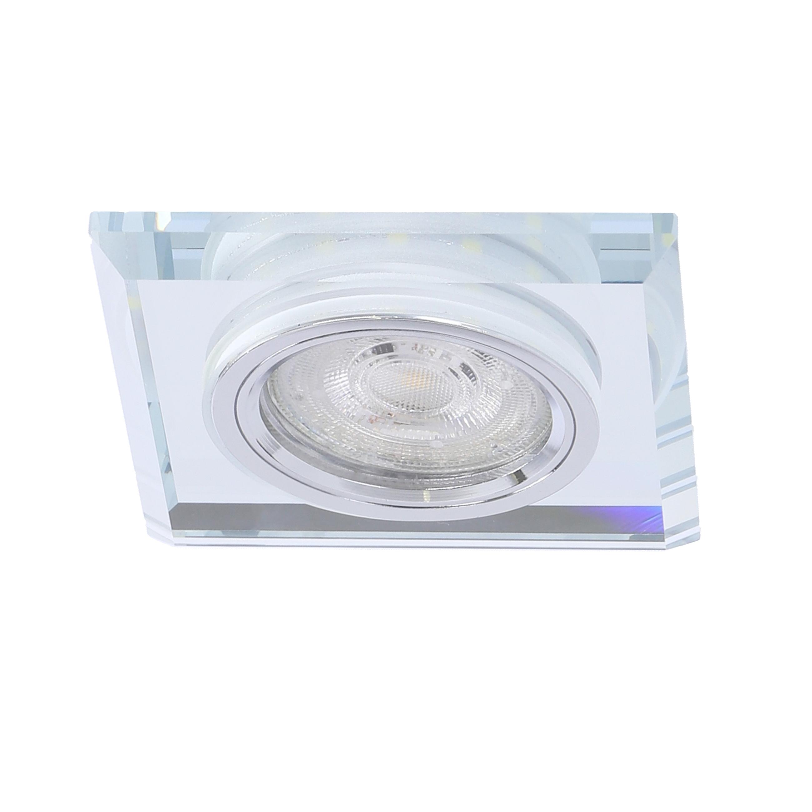 Pakabinamas šviestuvas Candellux SS-22 CH/TR+WH GU10 50W+LED SMD 2 1W Baltas 230V Chromuotas ŠVIESUS PAKABALIS. Kvadratas STIKLAS SKAIDRUMAS