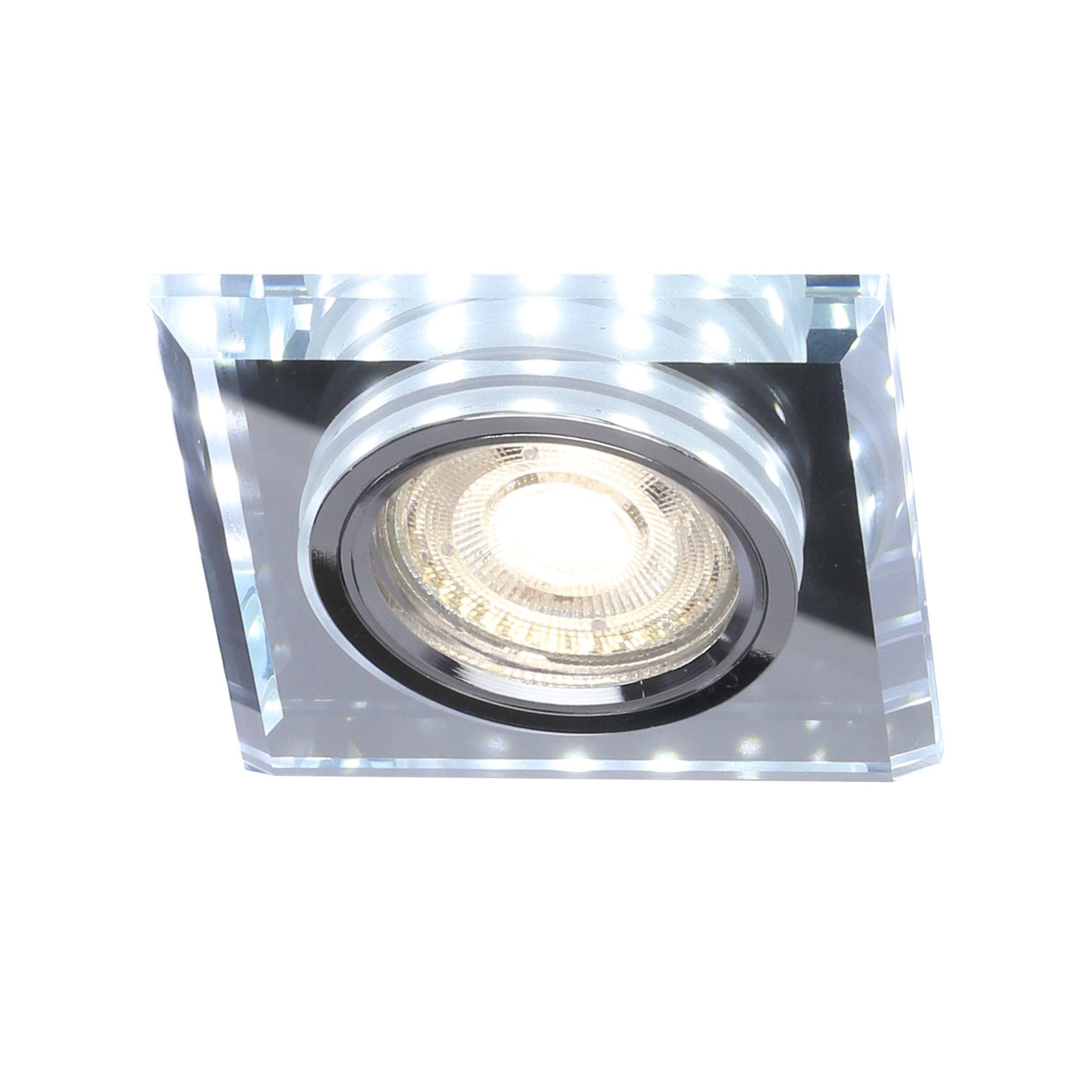Pakabinamas šviestuvas Candellux SS-22 CH/TR+WH GU10 50W+LED SMD 2 1W Baltas 230V Chromuotas ŠVIESUS PAKABALIS. Kvadratas STIKLAS SKAIDRUMAS