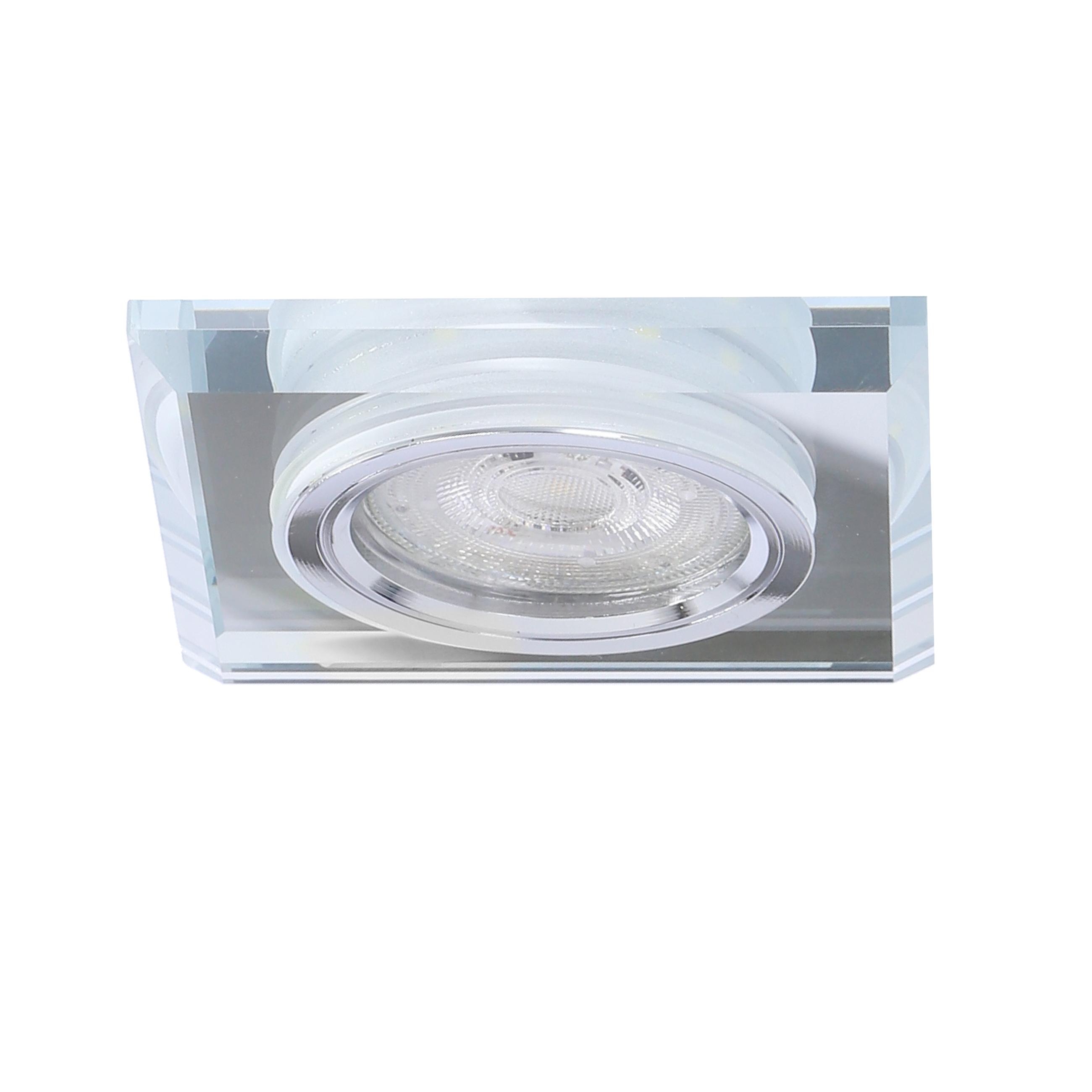 Pakabinamas šviestuvas Candellux SS-22 CH/TR+WH GU10 50W+LED SMD 2 1W Baltas 230V Chromuotas ŠVIESUS PAKABALIS. Kvadratas STIKLAS SKAIDRUMAS