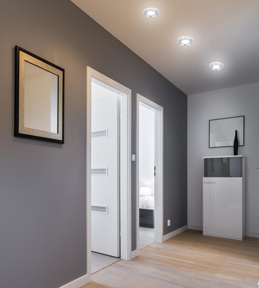 Pakabinamas šviestuvas Candellux SSP-26 CH/TR+WH 10W LED 230V ŽIEDAS LED Baltas ŠVIESOS PAKABAMAS APVALUS Žvakė STIKLAS SKAIDRIMAS