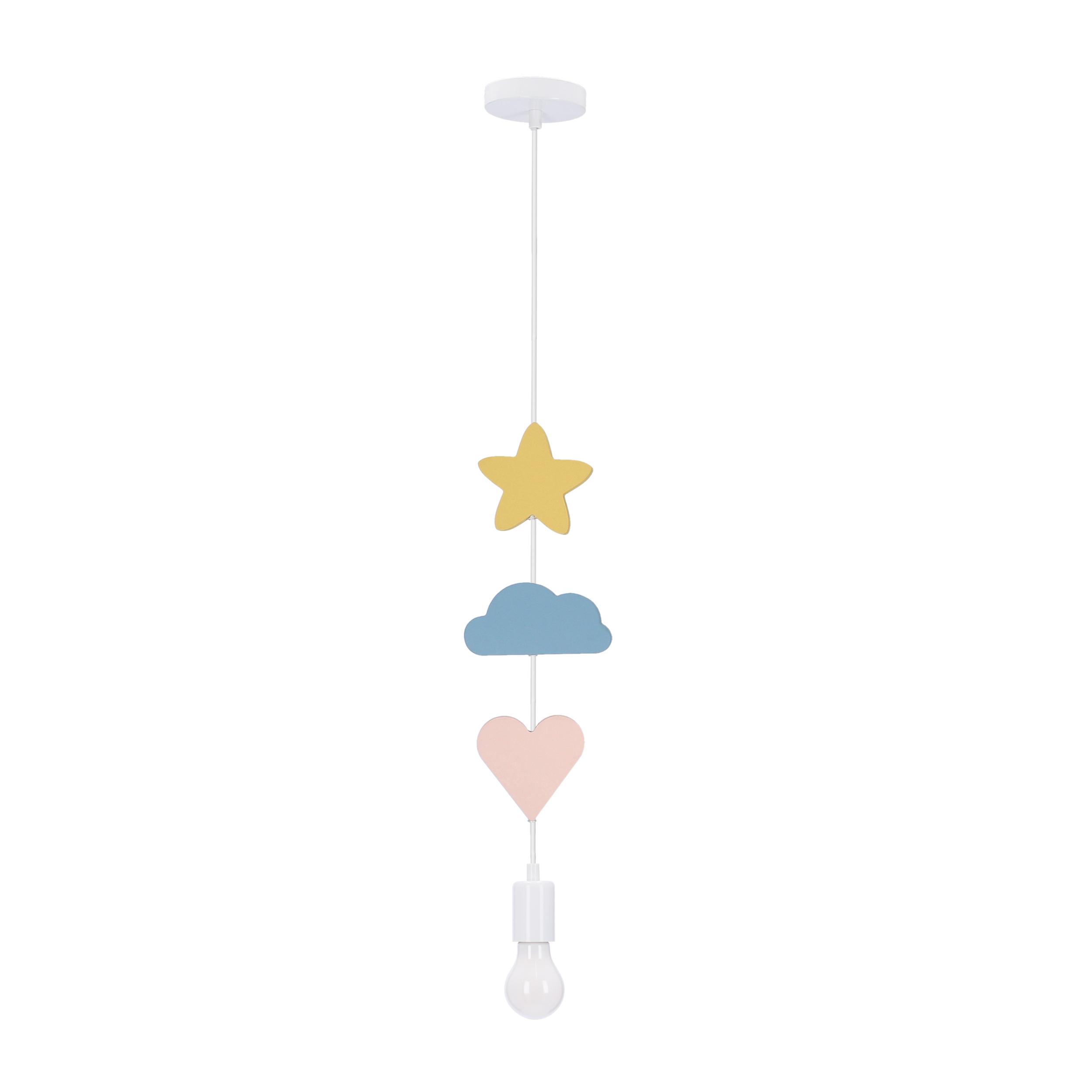 Pakabinamas šviestuvas Candellux HEART CS LAMPA WISZĄCA 1X20W E27 IQ KIDS ROŽINĖ+Mėlynas+Baltas