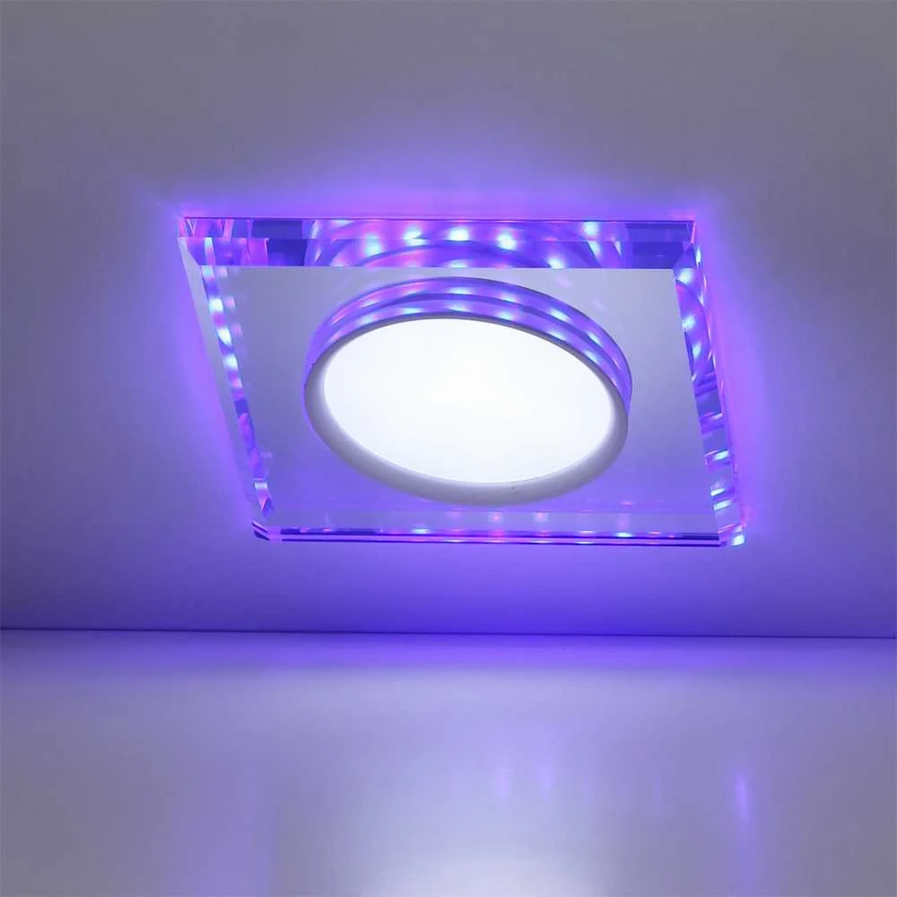Pakabinamas šviestuvas Candellux SSP-22 CH/TR+BL 8W LED 230V ŽIEDAS LED MĖLYNAS ŽEMYNAS ŠVIESUS PAKABAMAS Kvadratinis STIKLAS