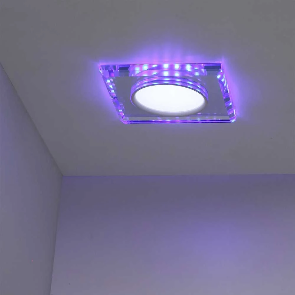 Pakabinamas šviestuvas Candellux SSP-22 CH/TR+BL 8W LED 230V ŽIEDAS LED MĖLYNAS ŽEMYNAS ŠVIESUS PAKABAMAS Kvadratinis STIKLAS