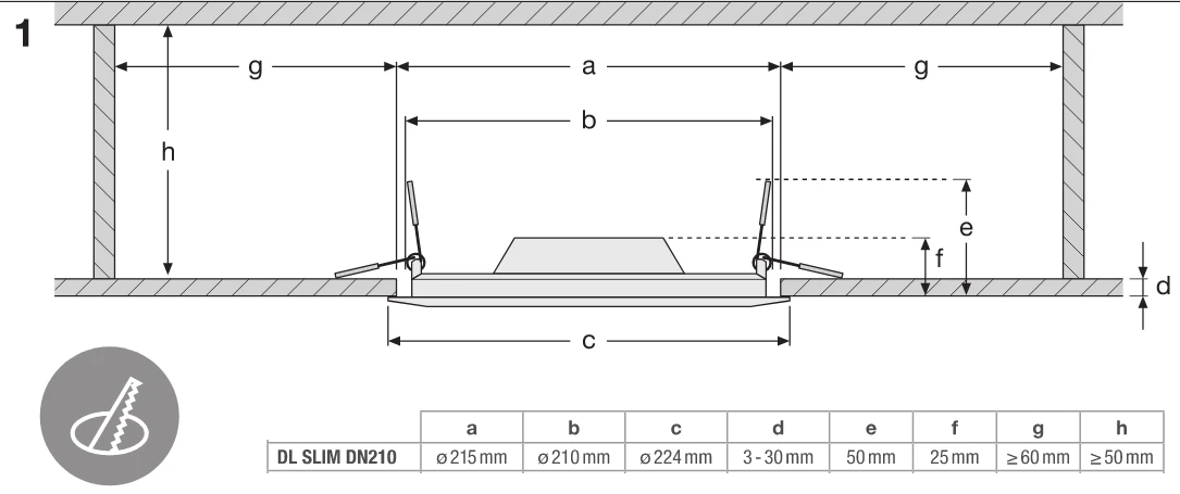 Įleidžiama LED panelė LEDVANCE DOWNLIGHT SLIM ROUND 18W/830 DN210