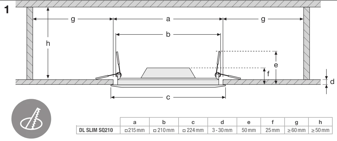Įleidžiama LED panelė LEDVANCE DOWNLIGHT SLIM SQUARE 18W/830 SQ210