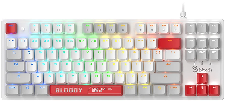 A4Tech A4T Klaviatūra A4Tech BLOODY S310N Energy Baltas BLMS Raudona (87 Keys)