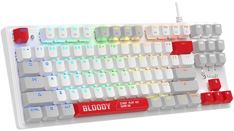 A4Tech A4T Klaviatūra A4Tech BLOODY S310N Energy Baltas BLMS Raudona (87 Keys)