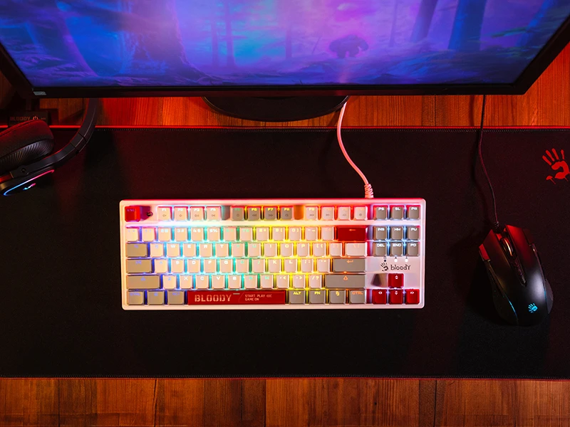 A4Tech A4T Klaviatūra A4Tech BLOODY S310N Energy Baltas BLMS Raudona (87 Keys)