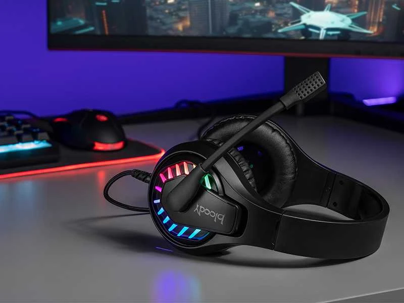 A4Tech Bloody G230 ausinės su mikrofonu, przewodowa, juoda, ausinės, USB