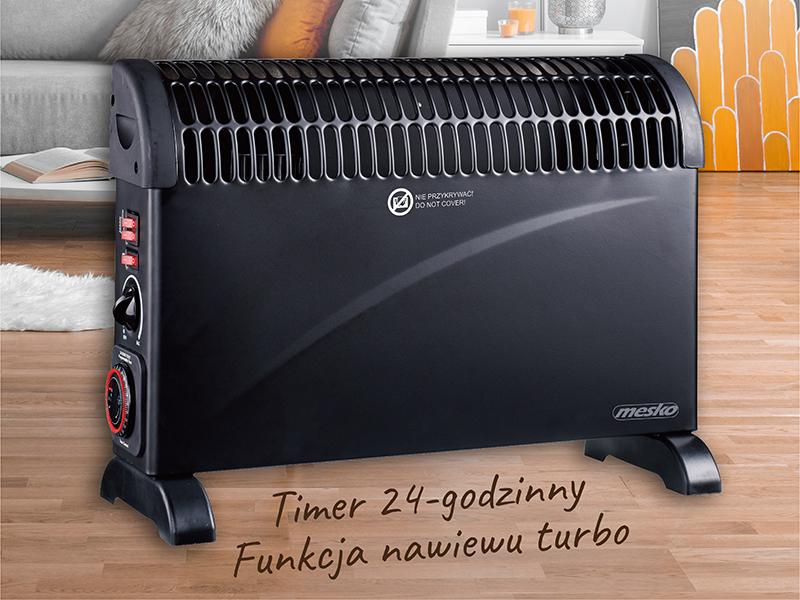 Mesko | Konvektorius šildytuvas su laikmačiu ir turbo ventiliatoriumi | MS 7741b | Konvekcinis šildytuvas | 2000 W | Galios lygių skaičius 3 | Juodas