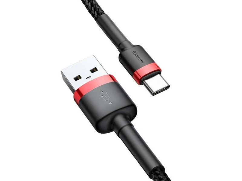 Baseus Cafule USB-C kabelius 2A 3m - Juodas / Raudonas