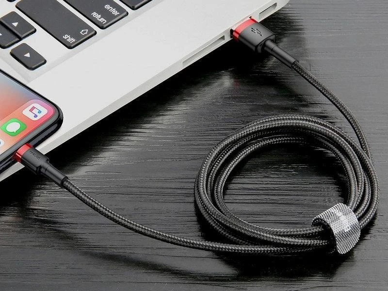 Baseus Cafule USB - Lightning kabelis 2.4A 0.5m - Raudonas - Juodas