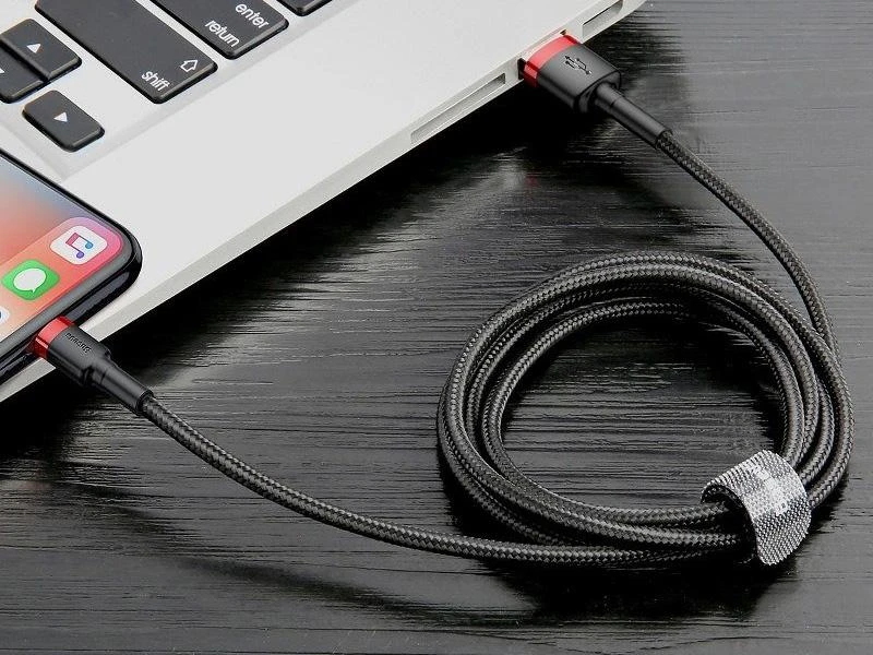 Baseus Cafule kabelis USB Lightning 2A 3m - Juodas / Raudonas